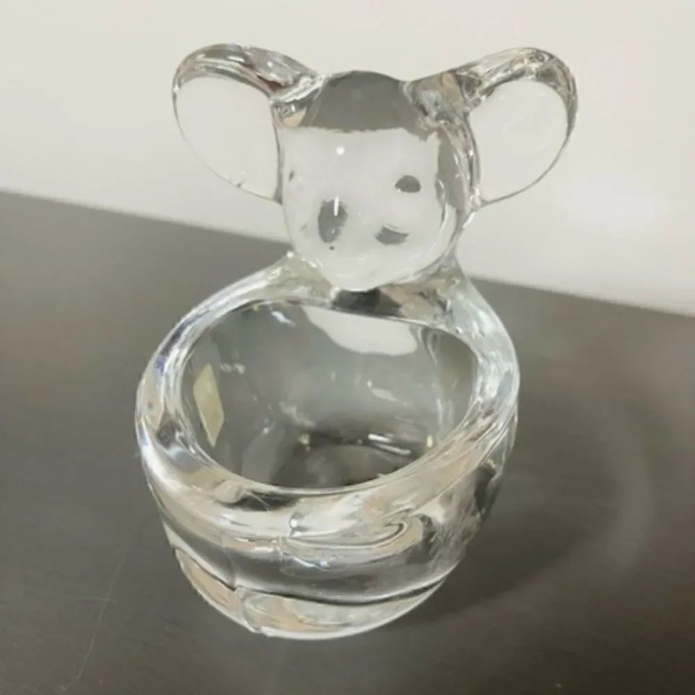 VTG Japan Sasaki Crystal Koala Bear Trinket Dish Candy Bowl Paperweight Figurine